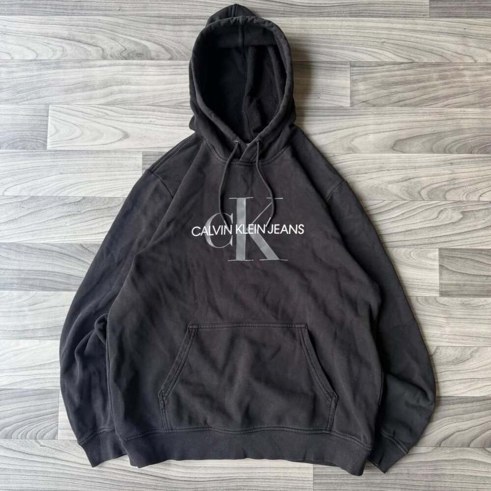 Calvin Klein Jeans Hoodie Size L/G Black Logo Pullover
